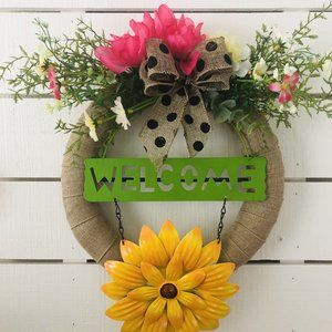Spring Welcome front door wreath